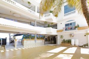 聖多明各的住宿－卡索納多拉達酒店，享有白色建筑的外部景色,拥有棕榈树