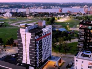 an aerial view of a tall building in a city at Atlantica Hotel Halifax in Halifax