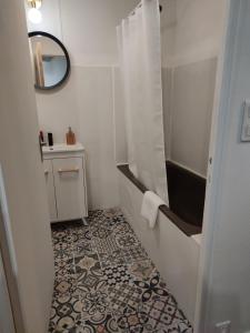 een kleine badkamer met een wastafel en een toilet bij Studio * Le Petit Nicolas * in Périgueux