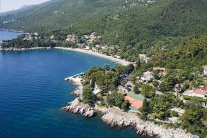 an aerial view of a small island in the water at Hotel Stanger in Lovran