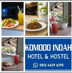 a collage of pictures of food and drinks at Komodo Indah Hotel in Labuan Bajo