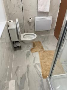 a white bathroom with a toilet and a shower at 007- S1premium location studio apartment central London in London