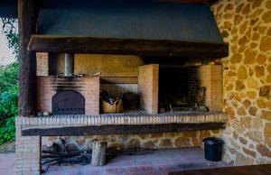 an outdoor brick oven with a stove at CASA RURAL EL RONDILLO in Navaconcejo
