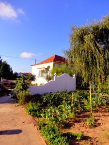 una cerca blanca en un jardín frente a una casa en B&B Quarto Rosa Estilo Romântico 