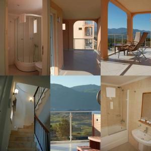 une série de quatre photos d'une salle de bains et d'une maison dans l'établissement Private Dublex in Wyndham Hotel, à Kizilisik