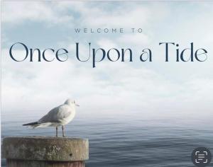 una gaviota sentada en un poste junto al agua en Once upon a tide, en Kent