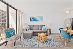 A seating area at Cozy Ocean View Escape, 1 Block to Beach with Free Parking