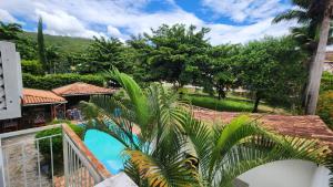 a palm tree in front of a swimming pool at BUONA SORTE in Lençóis