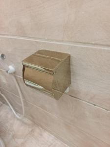 um dispensador de papel higiénico metálico numa parede em Salalah-Al Shwamekh Suites em Salalah