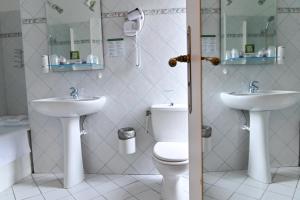 łazienka z toaletą i umywalką w obiekcie Le Grand Monarque Donzy w mieście Donzy