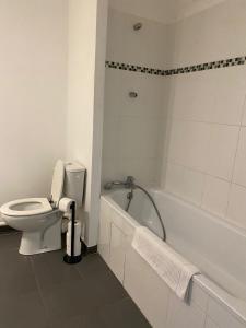 a bathroom with a toilet and a bath tub at Appartement 2 pièces ligne 1 in Montreuil