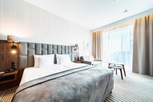 a hotel room with a large bed and a window at Elements Hotel&Spa in Świeradów-Zdrój