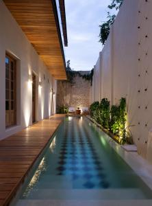 an infinity pool in the backyard of a house at Más Palomas Concept House by Paloma's Hotels - Adults Only in Mérida