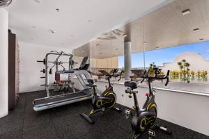 a gym with two exercise bikes in a room at Florence Hotel in Danang