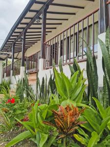 VILLA ALEJANDRA - Hermosa FINCA cerca al centro - Sendero - Jacuzzi في بوبايان: حديقة النباتات أمام المبنى
