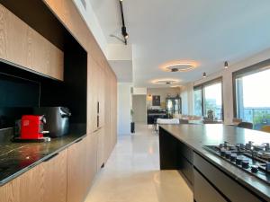 A cozinha ou cozinha compacta de Tlv sea view penthouse
