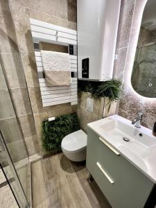 a bathroom with a toilet and a sink at Studio 2 neuf à 100m des plages et de la gare in Saint-Raphaël