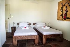 Giường trong phòng chung tại Hotel Horizontes de Montezuma