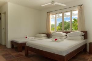 Giường trong phòng chung tại Hotel Horizontes de Montezuma