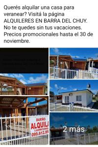 un collage de fotos de una casa con un cartel en Cabaña a estrenar de 2 dormitorios a 3 km de playa, en Santa Vitória do Palmar