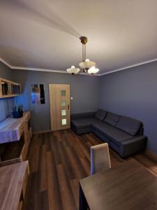 salon z kanapą i stołem w obiekcie Luxury Aparments Klimatyzacja z Prywatnym Parkingiem w Radomiu