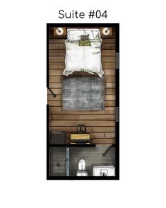 The floor plan of Single Bedroom - Queen Size. Heart of Downtown Vista