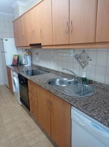 a kitchen with a sink and a dishwasher at Ribeira Sacra 2 O Saviñao in Villasante