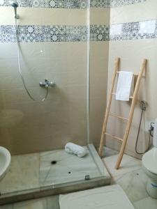 a bathroom with a shower with a sink and a toilet at Nouvel appartement climatisé in Fez