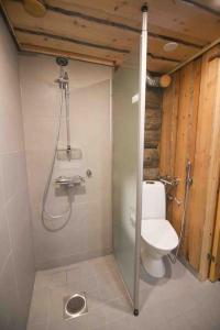 bagno con doccia e servizi igienici di VIP Luostonkehto, Wi-Fi, ilmastointi a Luosto