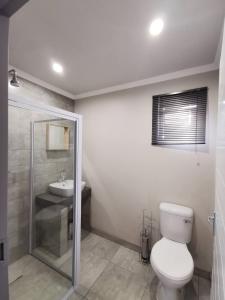a bathroom with a toilet and a sink at Stay@603 Guesthouse in Pretoria