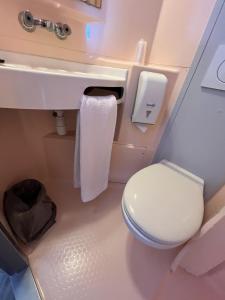 ein Badezimmer mit einem weißen WC und einem Waschbecken in der Unterkunft Premiere Classe Liege / Luik in Lüttich
