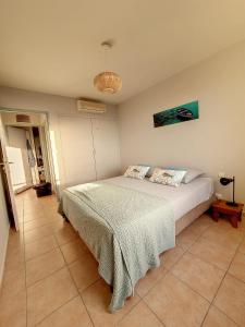 um quarto com uma cama grande num quarto em Aurore Réunion em Saint-Gilles-les-Bains