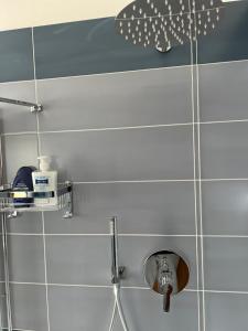 a shower with a faucet in a bathroom at CLASSY Penthouse B&B in Imola +34 photos