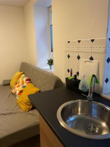 Ruhiges Apartment im Herzen von Gera tesisinde mutfak veya mini mutfak