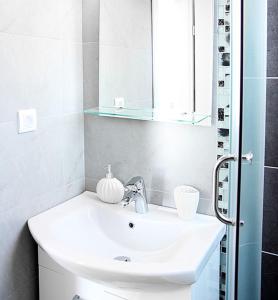 a bathroom with a sink and a mirror at Swiss Residence Montenegro in Herceg-Novi