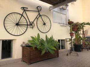 a bike hanging on the side of a wall at BellaVista Bike Stop in Spoltore