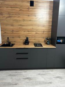 Kuchyň nebo kuchyňský kout v ubytování Люкс квартира гостиничного типа центр города Жана Кала