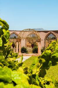 a garden with a gazebo and some plants at Villas Persas by Jardin de Persia in Valle de Guadalupe