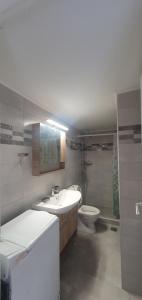 a bathroom with a sink and a toilet at Venetia' s house in Kalamata