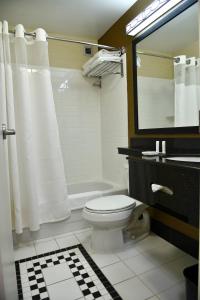 a bathroom with a toilet and a shower and a sink at Fairfield Inn Hartford Airport in Windsor Locks