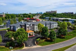 an aerial view of a building in a city at SpringHill Suites Nashville MetroCenter in Nashville