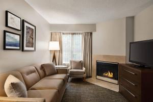 a living room with a couch and a fireplace at Residence Inn Atlanta Gwinnett Place in Duluth