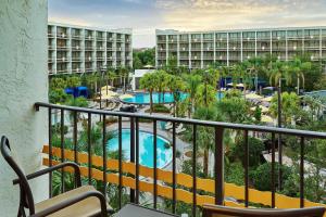 a view of a resort with a pool and resort at Sheraton Orlando Lake Buena Vista Resort in Orlando