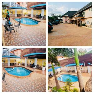 a collage of four pictures of a swimming pool at Ne-yo hotel & rv lodges in Asaba