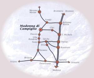 a map of the madona air campaign at Campiglio Tre Sassi in Madonna di Campiglio