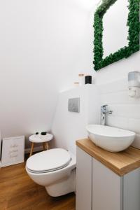 a bathroom with a white toilet and a sink at Black & White Panoramic in Rimetea