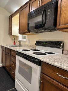 een keuken met een wit fornuis en een magnetron bij NEW Private House B with Carports EV Plugin L2 in Twin Falls