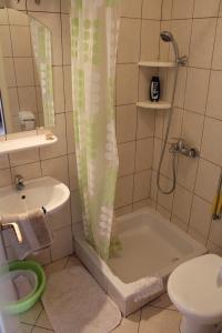 a bathroom with a shower and a tub and a toilet at Apartments by the sea Brodarica, Sibenik - 20762 in Šibenik