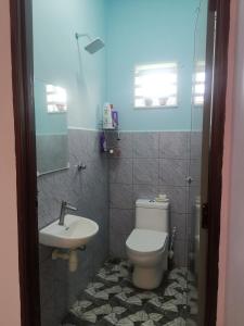 a bathroom with a toilet and a sink at Haji Homestay - A tiny house with 2 bedrooms in Bentong
