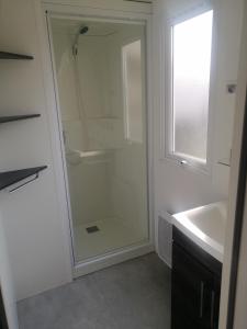 Kúpeľňa v ubytovaní SAS MHVACANCES LOUE MOBILHOME 2 CHAMBRES PROCHE CHATEAUX et ZOO BEAUVAL